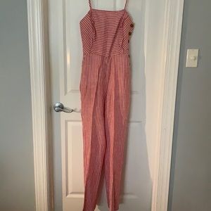 Red and White stripped linen jumpsuit